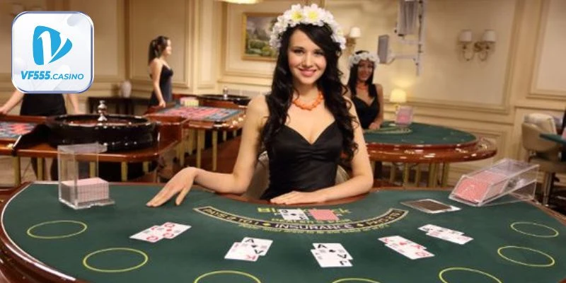 Các cô nàng Dealer tại live Blackjack vf555 casino cực kỳ quyến rũ